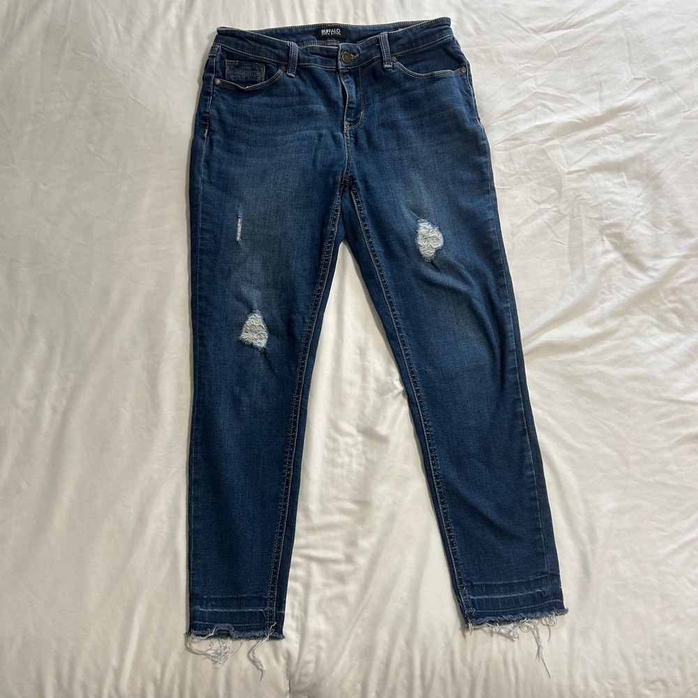 Buffalo David Bitton Womens Rip and Repair Mid-Rise Skinny Size 6/28